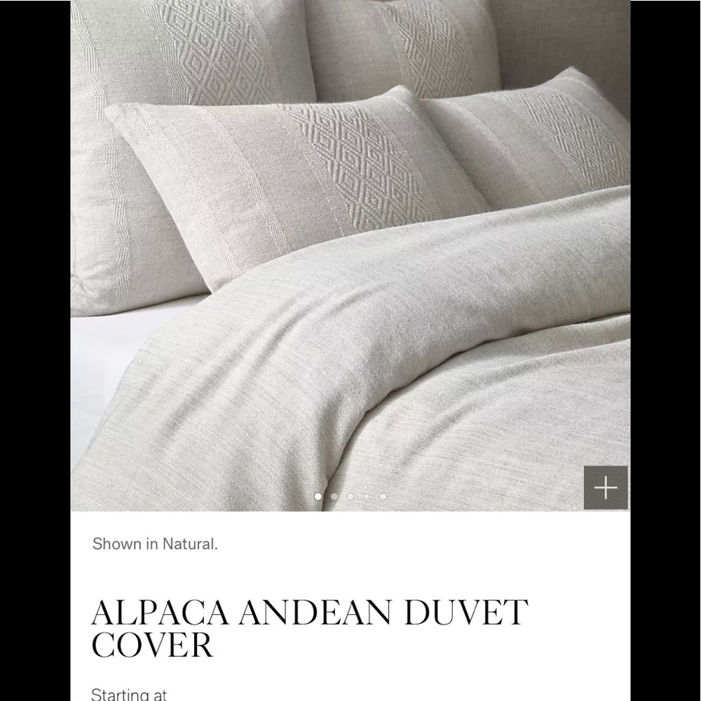 Restoration Hardware ALPACA  duvet cover NEW
